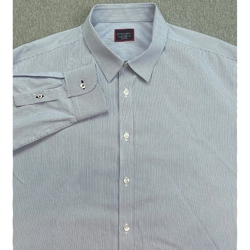 Untuckit Shirt Mens XXL Striped 100% Cotton Relaxed Fit Button Up